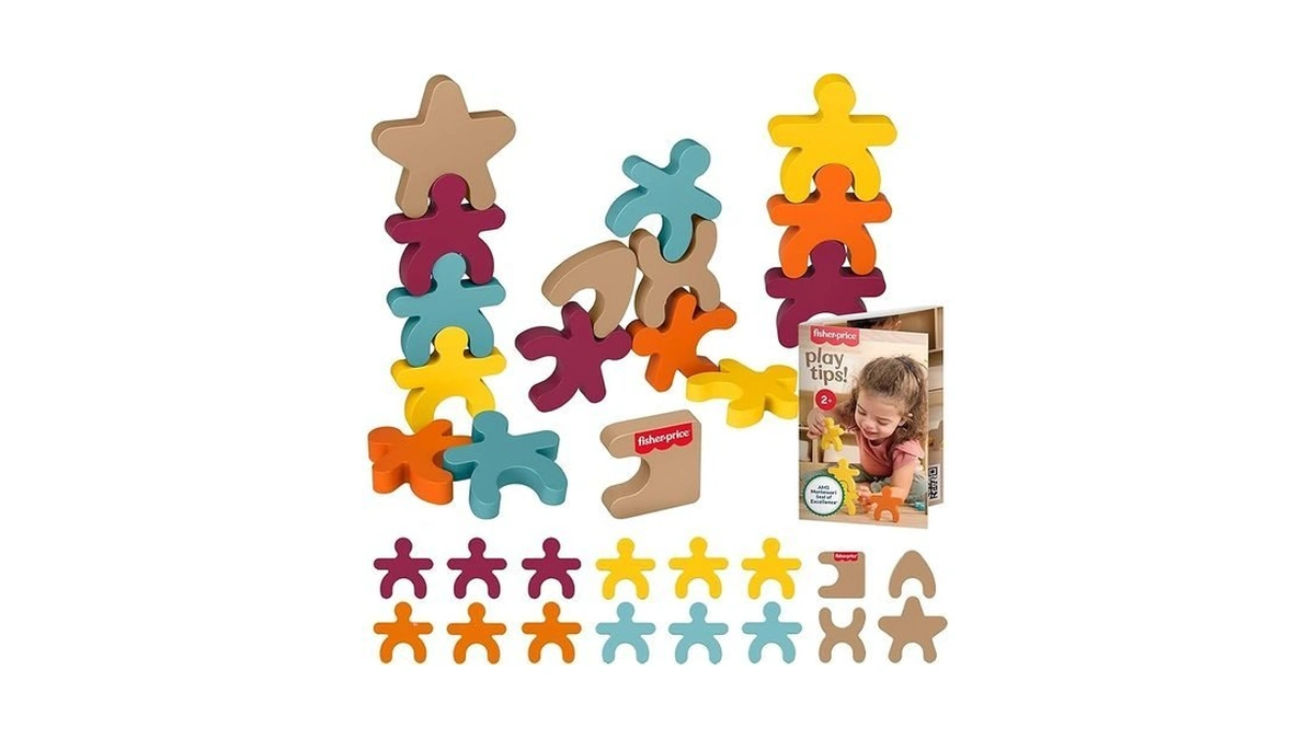 Fisher-price Wood Montessori Toy Stacking Shapes, American Montessori Society Seal