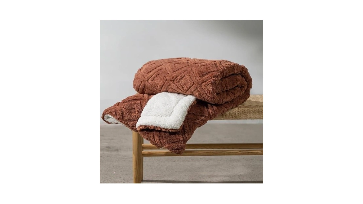 Evergrace Jacquard Boho Sherpa Fleece Throw Blanket For Couch, Super