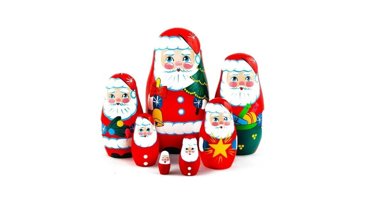 Christmas Santa Wooden Nesting Dolls 7 Pcs - Santa Claus