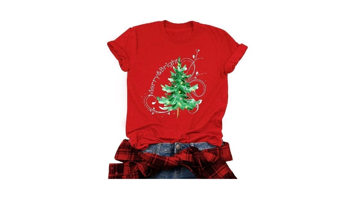 Christmas Tshirts Women: Merry And Bright Shirt Funny Christmas T