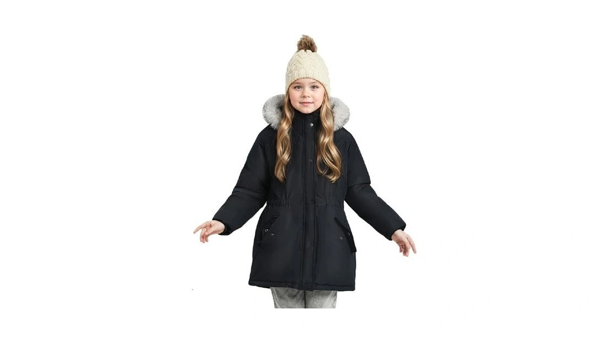 Maoo Garden Girls Winter Coat Big Kids Heavyweight Fur Hood