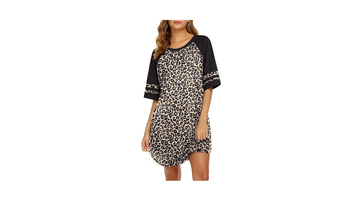 Ekouaer Cotton Nightgowns For Women Short Sleeve Sleep Shirts Crew