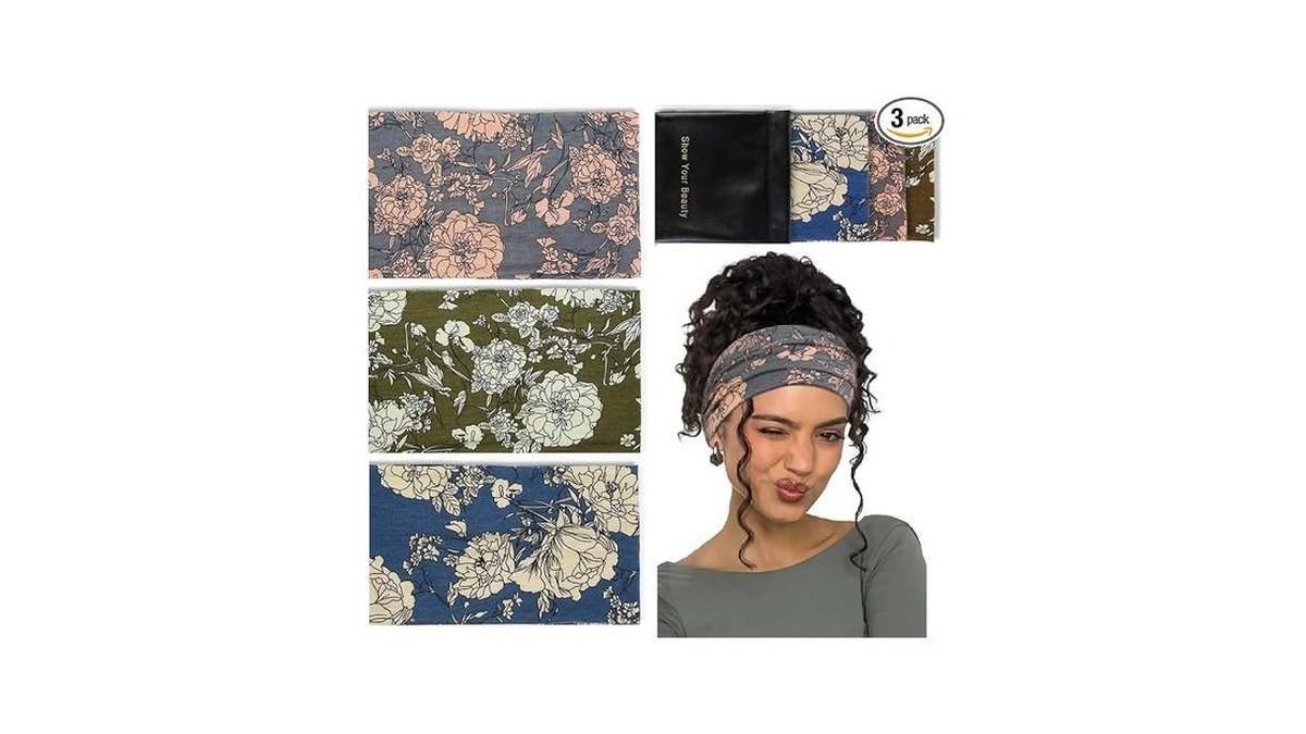Huachi Wide Headbands For Women Non Slip, Thick Womens Floral