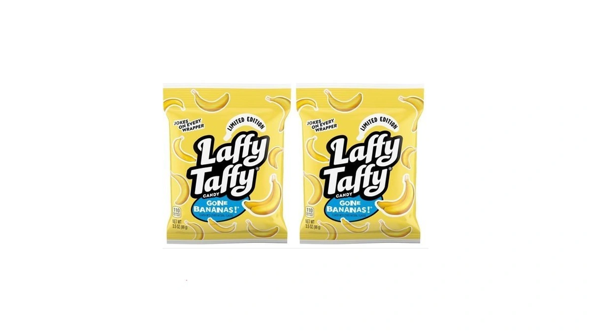 Laffy Taffy Mini Bar Bag,banana,chewy Taffy Candy,3.5 Oz,(pack Of 2)