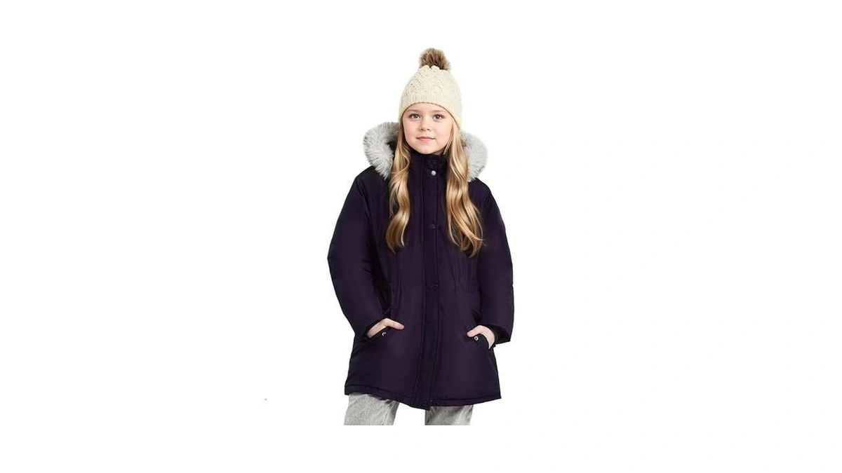 Maoo Garden Girls Winter Coat Big Kids Heavyweight Fur Hood