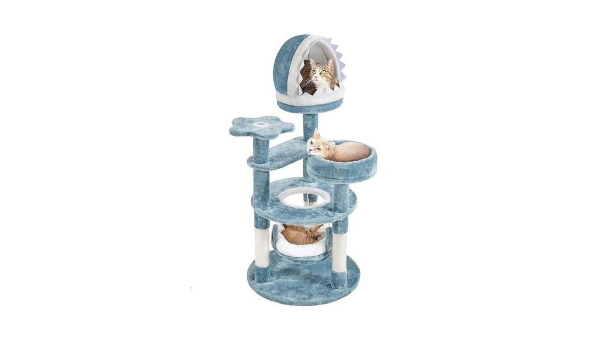 Yaheetech 45.5in Ocean-themed Cat Tree, Multi-level Sturdy Tower With Shark