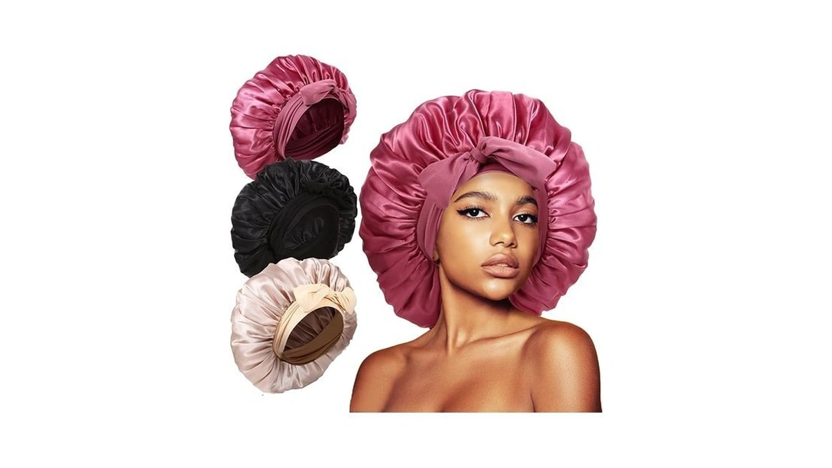 3pcs Bonnets For Sleeping, Extra Satin Silk Bonnet For Sleeping