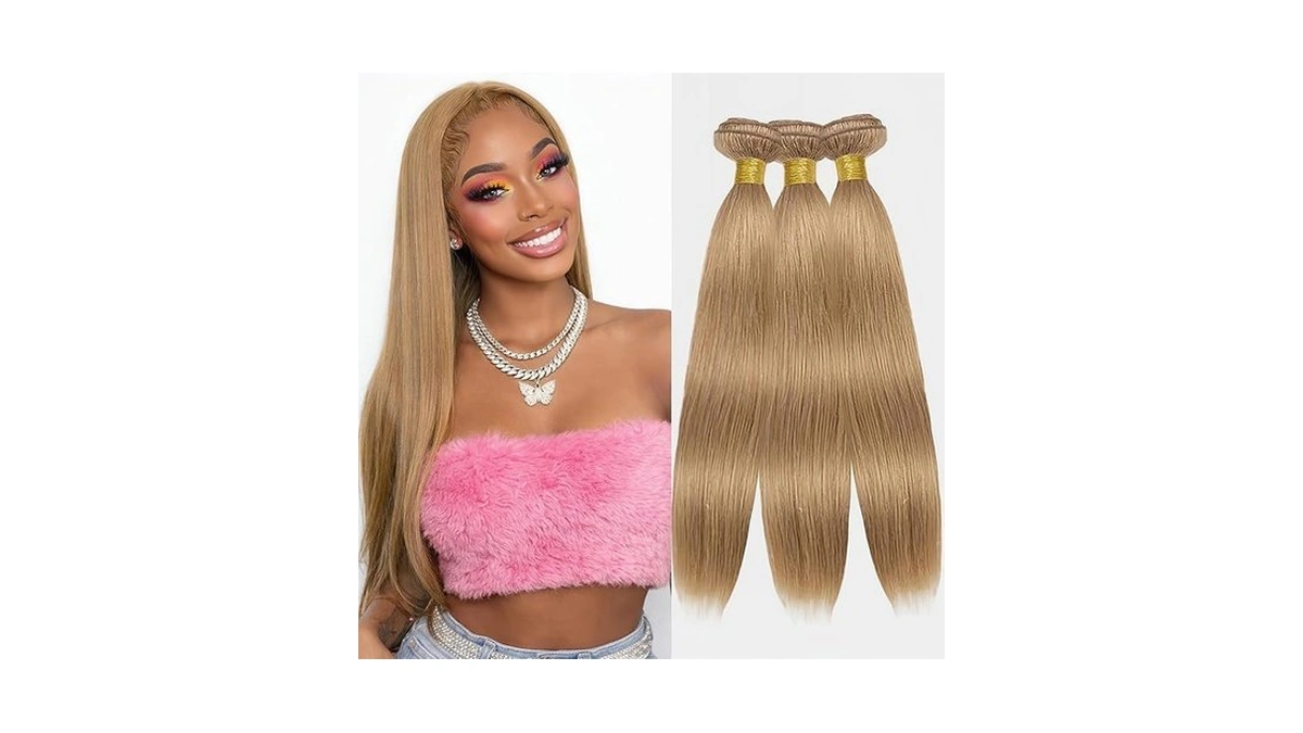 #27 Honey Blonde Straight Human Hair Bundles 26 28 30