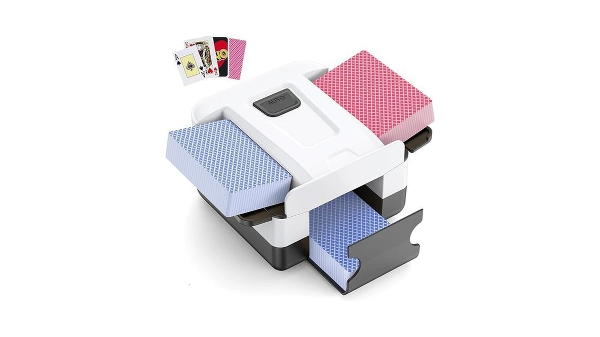 Aooello Automatic Card Shuffler 1-2 Decks, Rechargeable Electric Card Dealer