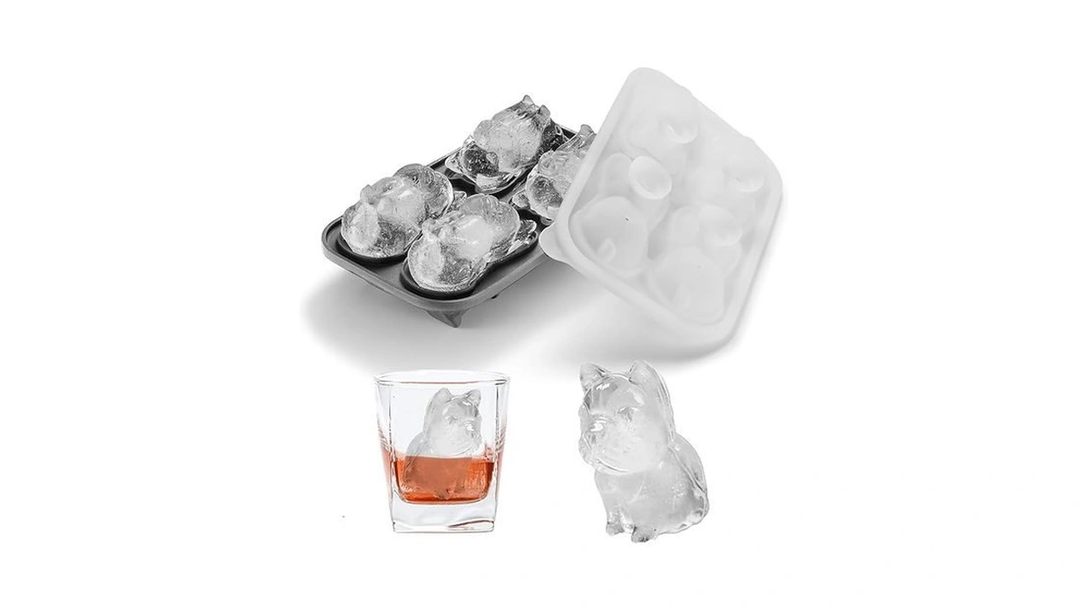 Nax Caki French Bulldog Ice Cube Mold, 4 Hole Fun