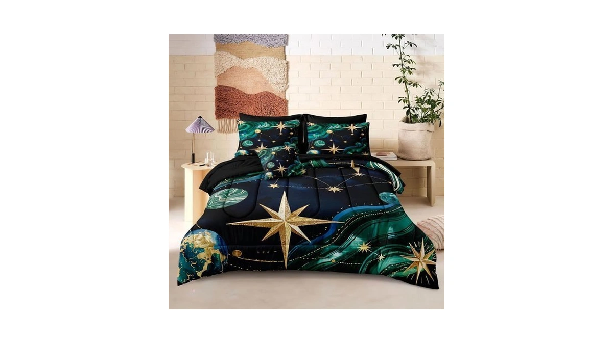 Merryword Green Sun And Moon Comforter Queen Size 8 Pcs