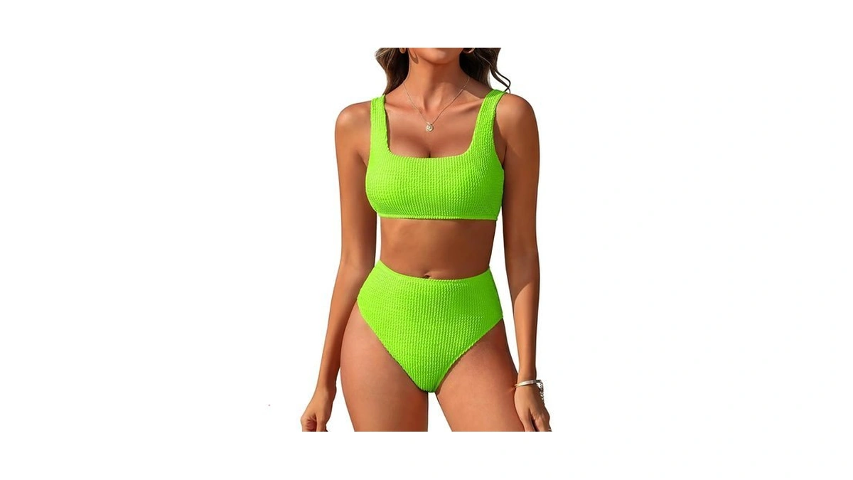 Anrabess Women’ Two Piece Bikini Sets, High Waist Square Neck