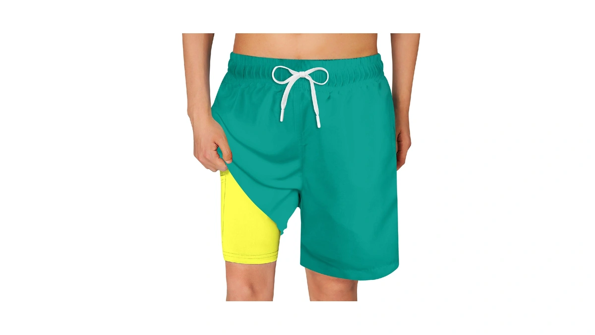 Belovecol Boys Neon Swim Trunks With Compression Liner Size 18-20