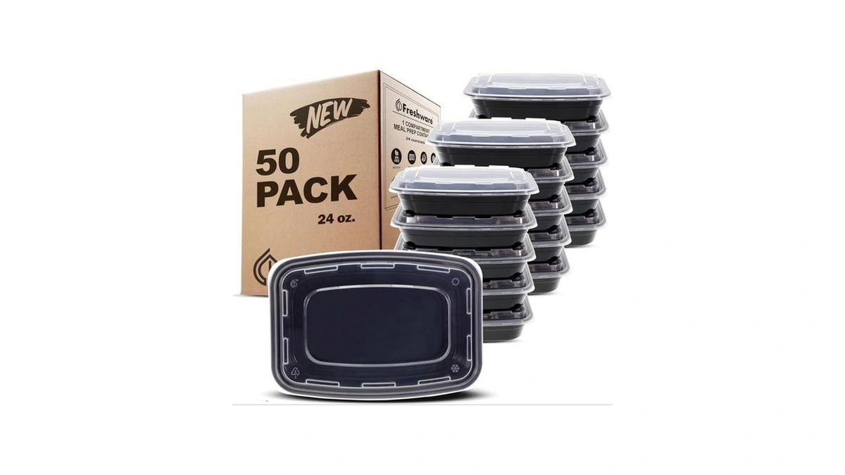 Freshware Meal Prep Containers [50 Pack] 1 Compartment With Lids,