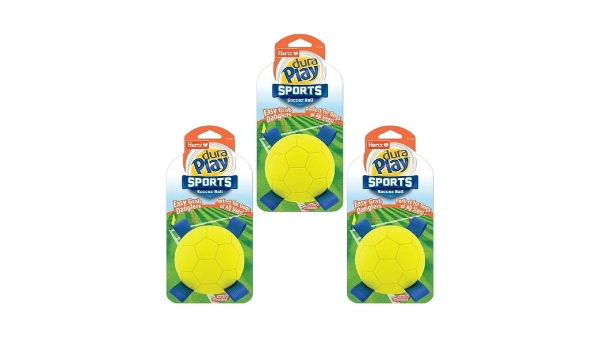Hartz Dura Play Sports Soccer Dog Toy, Bacon Scented Squeaky