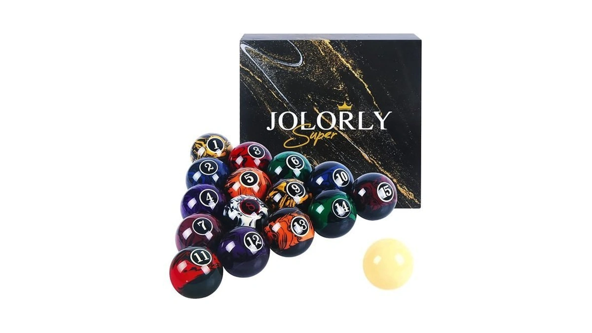Jolorly Billiard Balls Aaa-grade, Complete Set Of 16 Pool Balls,