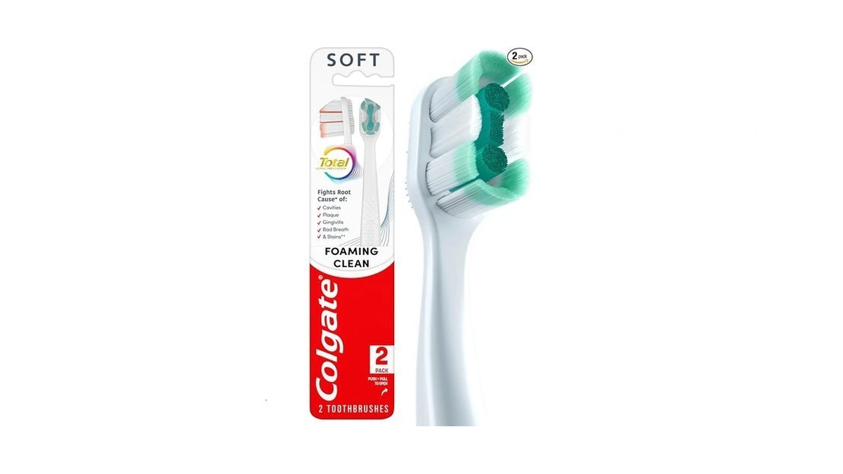 Colgate Total Active Prevention Foaming Clean Soft Toothbrushes, Soft Bristle