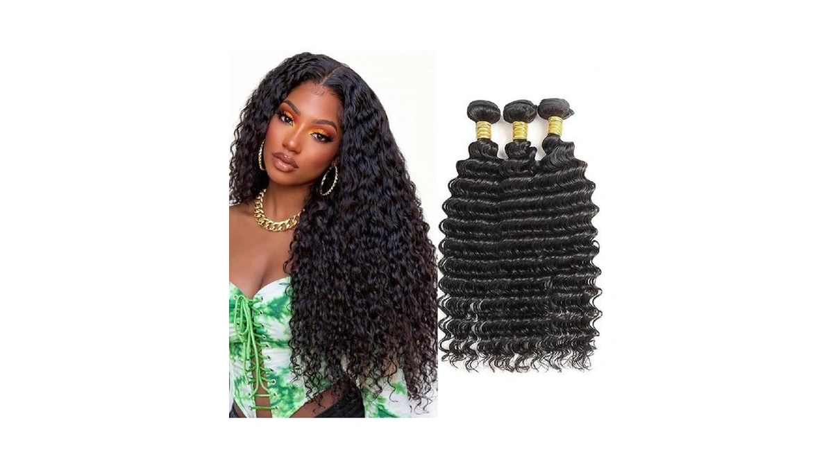 Deep Wave Human Hair Bundles 1b Natural Black 8 10