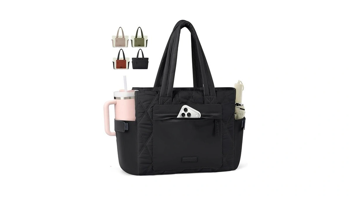 Rainsmore Work Tote Bag For Women, 15.6 Inch Puffer Laptop