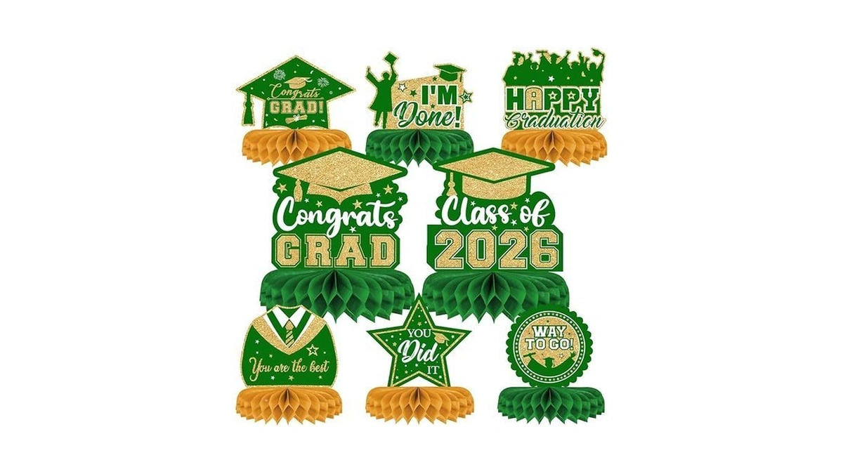 Perfqu 8 Pieces Class Of 2026 Graduation Table Decorations -