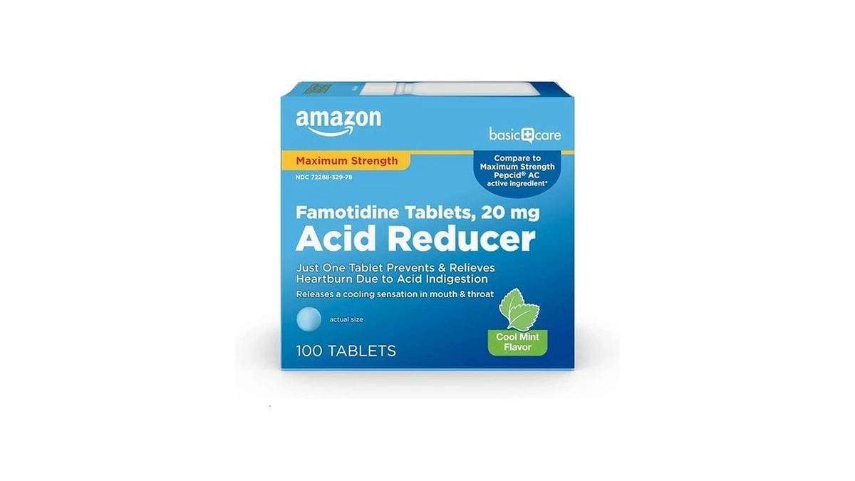 Amazon Basic Care Maximum Strength Famotidine 20mg Tablets, Acid Reducer,