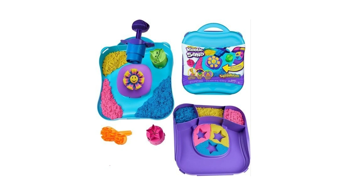 Kinetic Sand, Squishmotion With 1lb Pink, Yellow & Blue Play