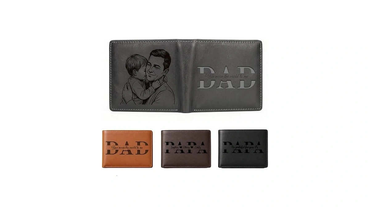 Nylgoxitk Personalized Leather Wallet For Men, Custom Engraved Monogram Bifold