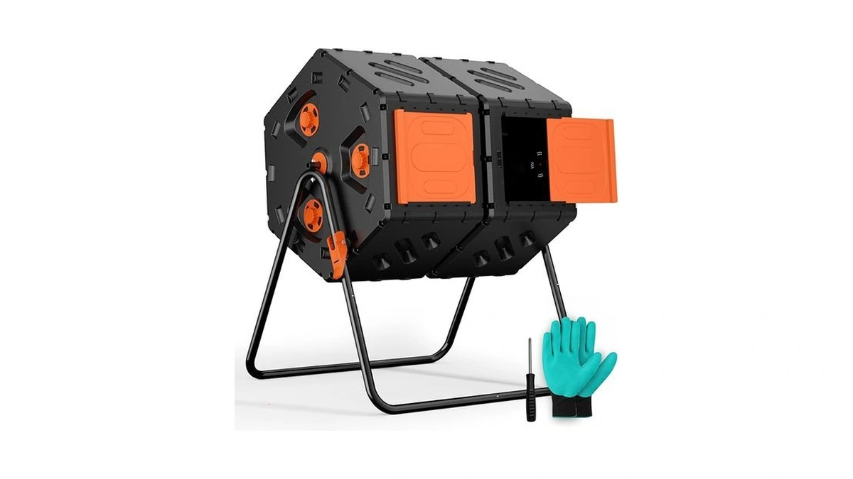 Top Xian Compost Tumbler Outdoor 45 Gallon/170l, Dual Chamber Large