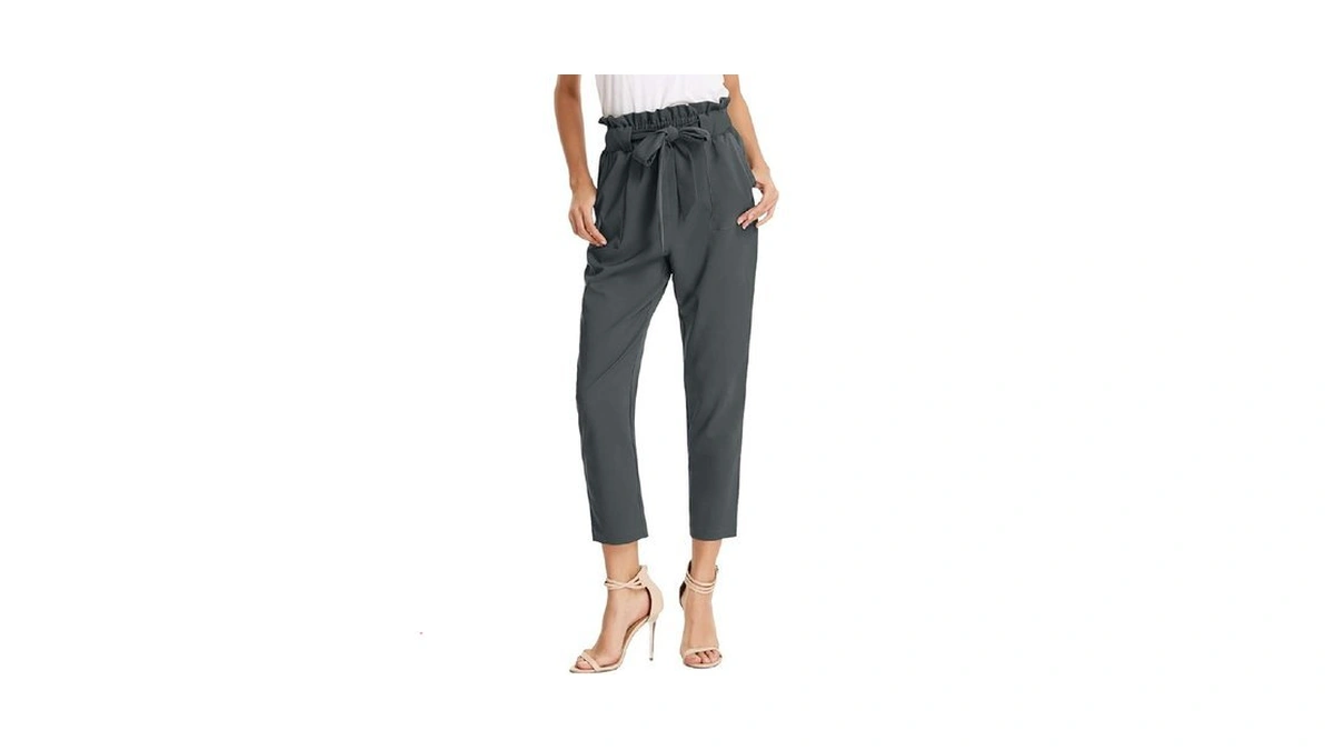 Grace Karin Women's Pants Trouser Casual Cropped Paper Bag Waist