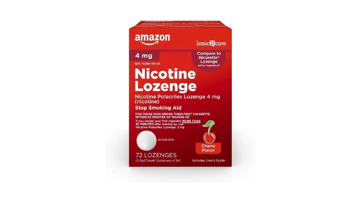 Amazon Basic Care Nicotine Polacrilex Lozenge, 4 Mg, Cherry Flavor,