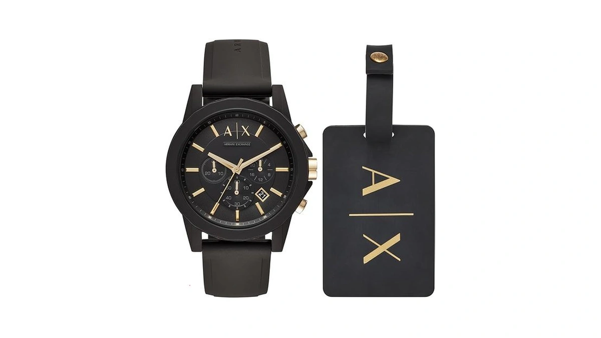 Armani Exchange A|x Men's Chronograph Black Silicone Watch And Luggage