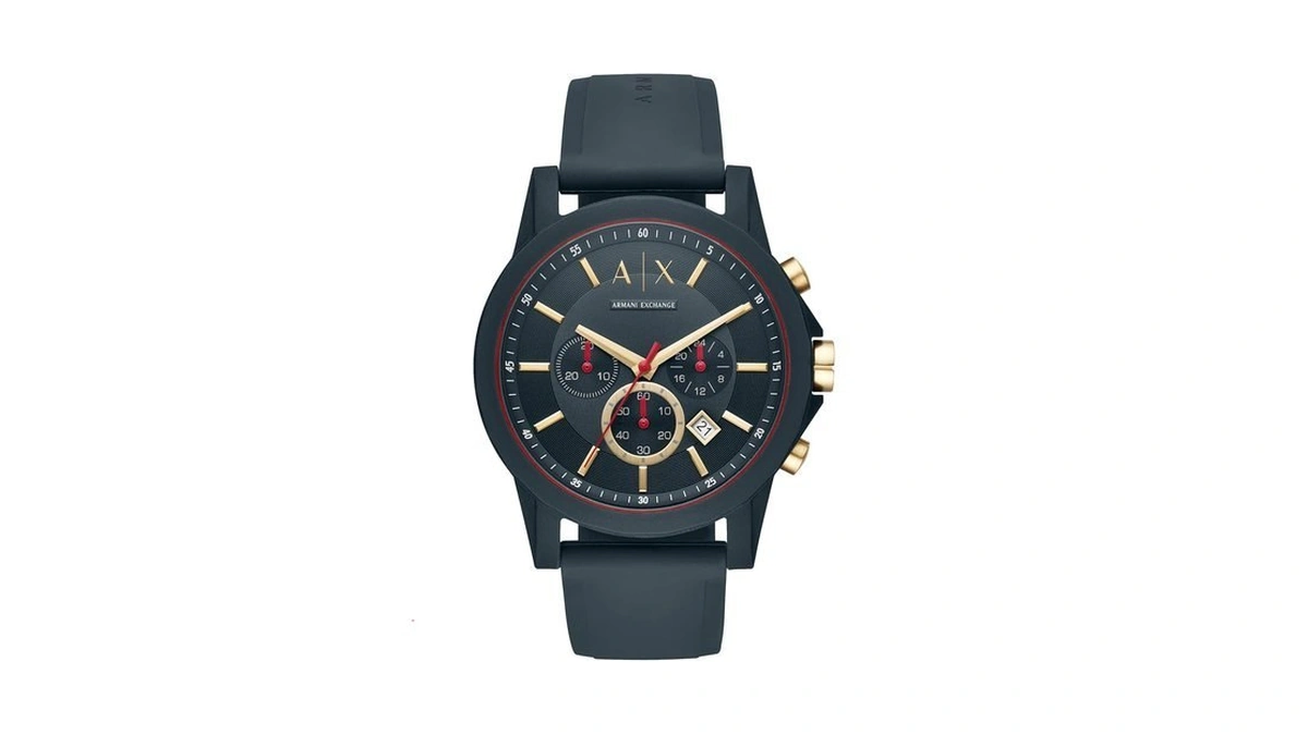 A|x Armani Exchange Chronograph Blue Silicone Watch For Men