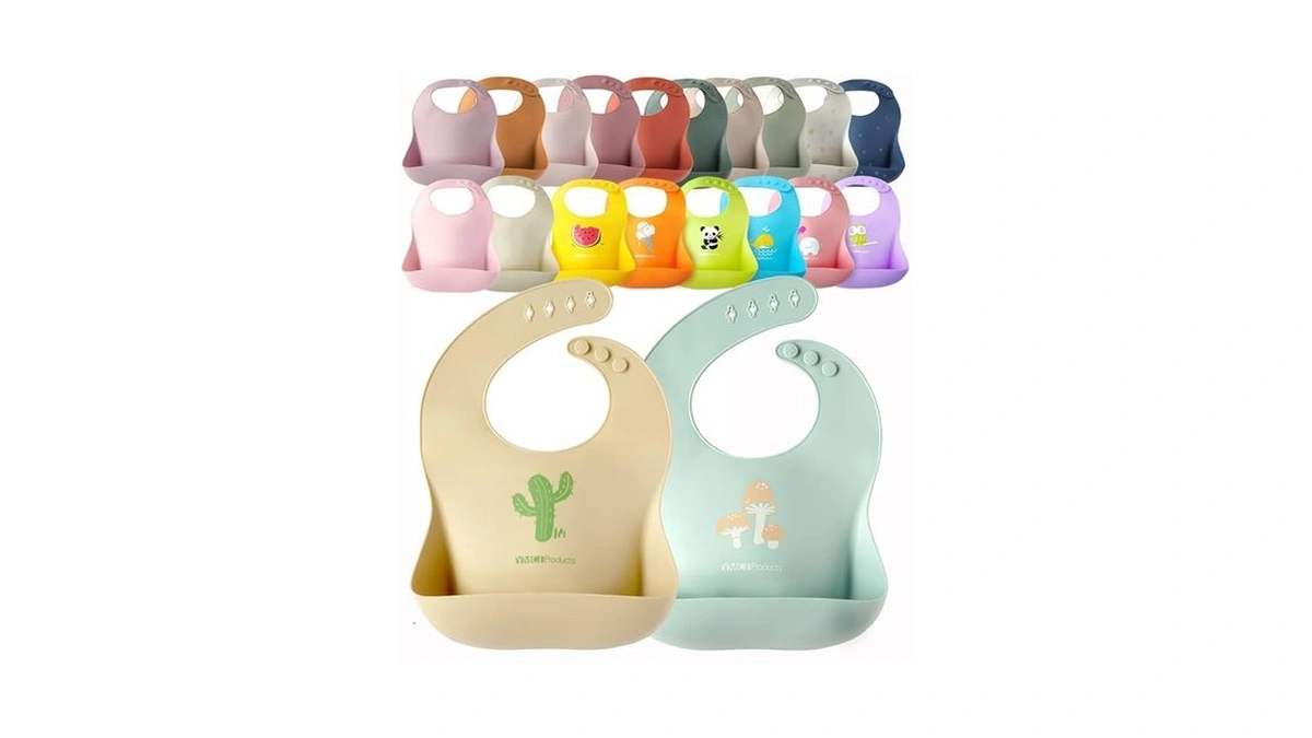 Ymcf Products 2-pack Waterproof Silicone Baby Bib Lightweight Comfortable Easy-wipe