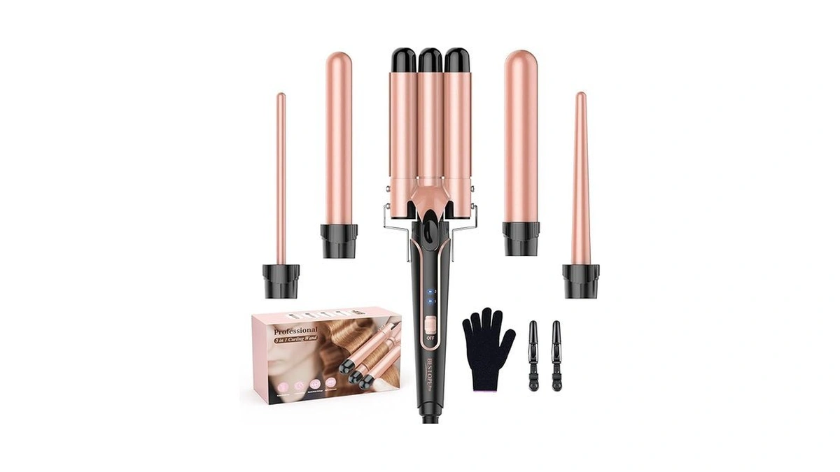 Waver Curling Iron Wand, Bestope Pro 5 In 1 Curling