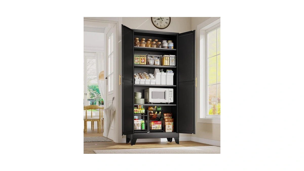 Gaious 71" Tall Metal Storage Cabinet With 2 Doors And