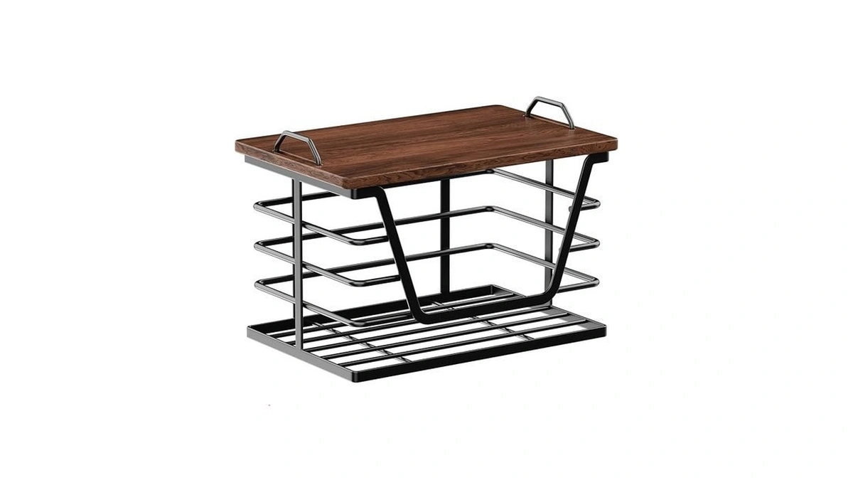Trash Bag Holders With Wood Top, Large & Small Garbage
