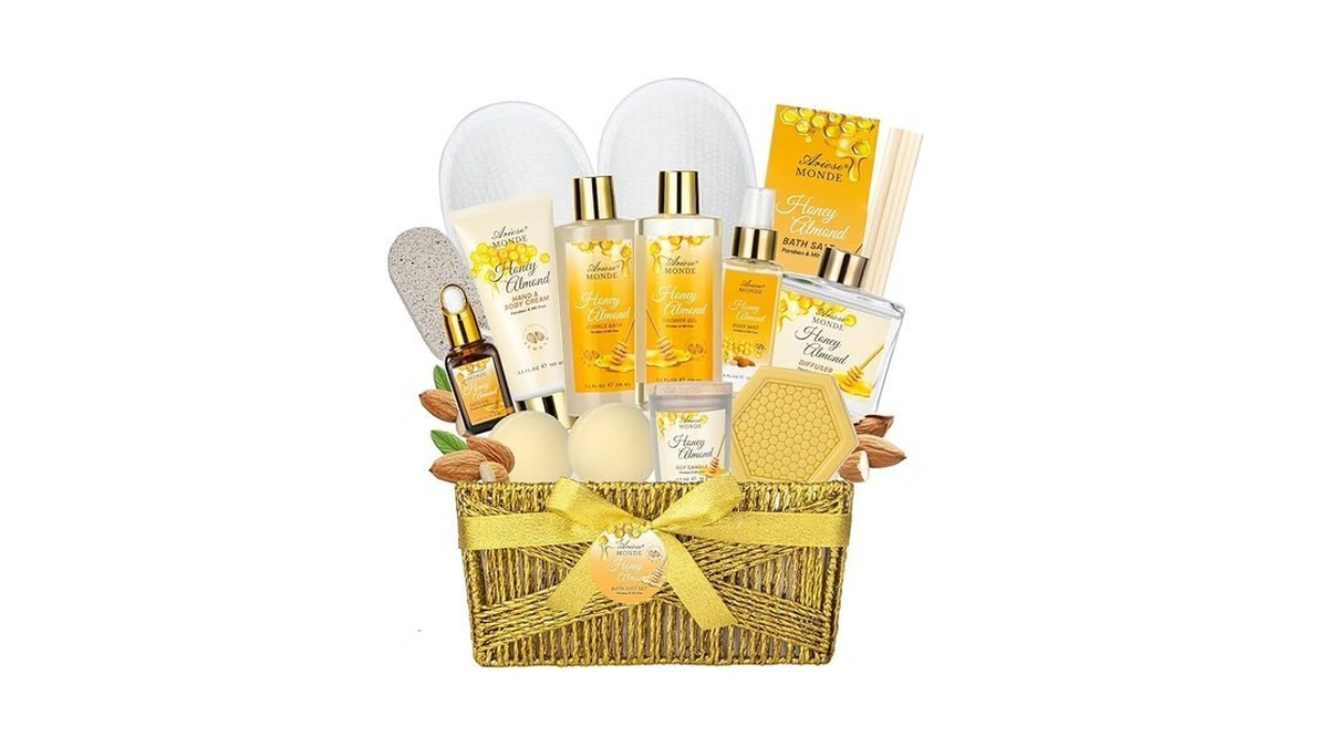 Bath & Body Gift Set, 15 Pcs Honey Almond Scented