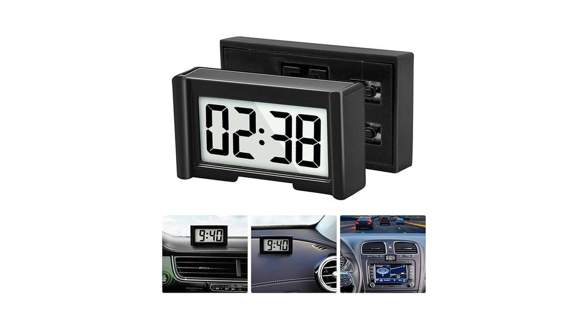 Youngfly Small Digital Clock, Mini Car Dashboard Clock Battery Operated,
