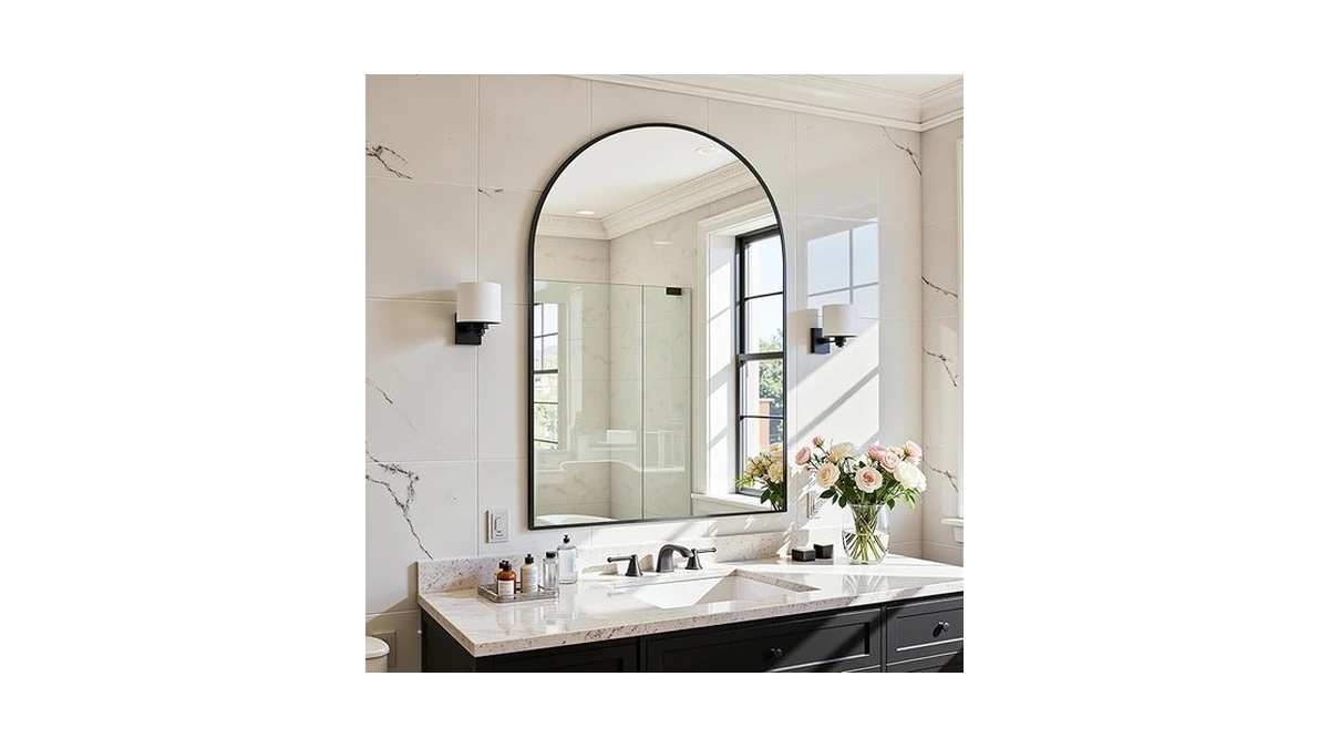 Antok Arched Bathroom Mirror, 20"x30" Wall Mounted Mirror, Vanity Mirrors