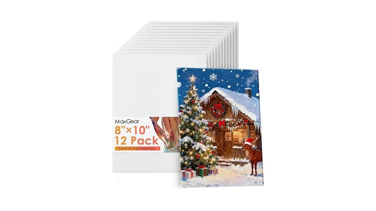 Maxgear Canvas For Painting, 12 Pack 8x10 Painting Canvas Boards,