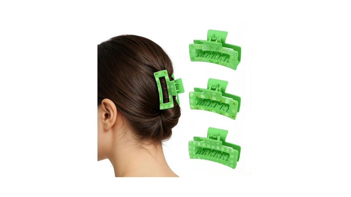 Casoty 3pcs St. Patrick's Day Hair Claw Clips - Green