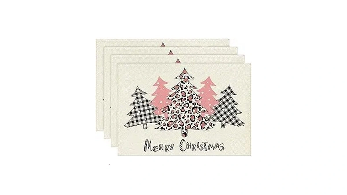 Christmas Tree Placemats Set Of 4 Forest Leopard Plaid Table