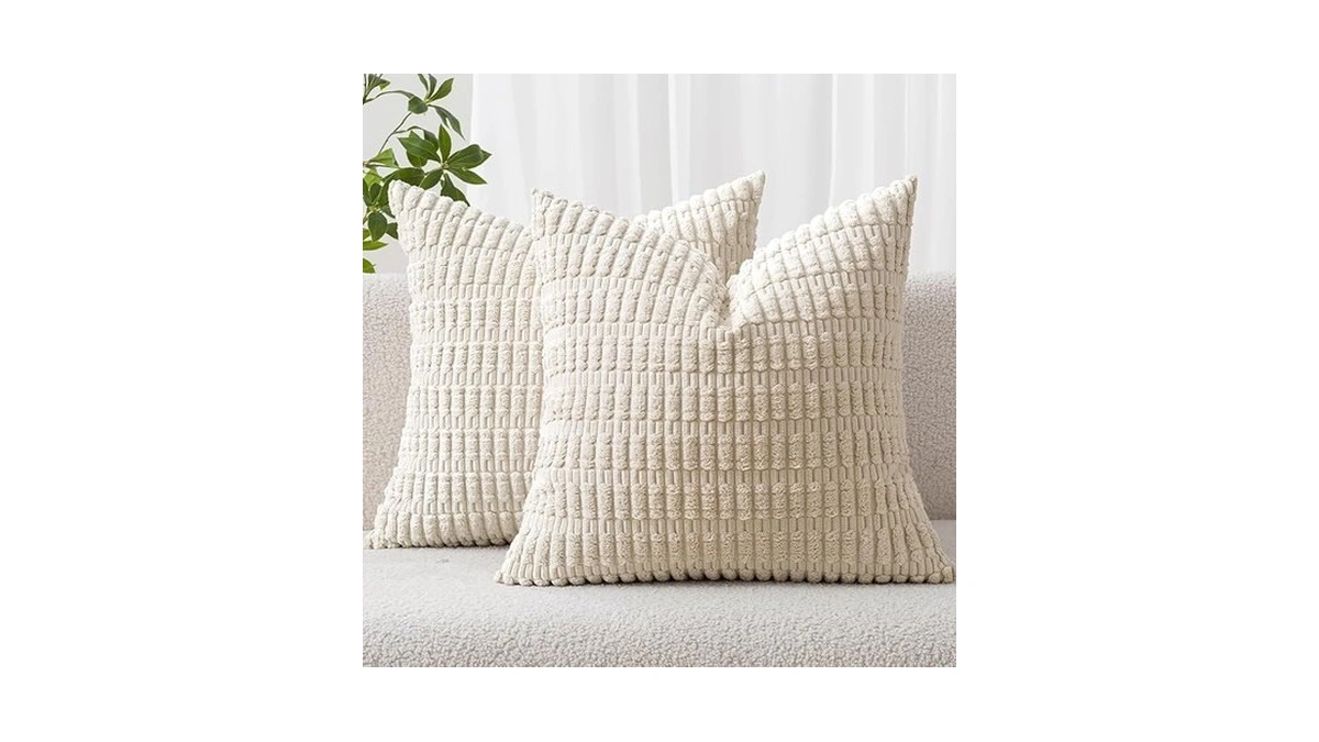 Miulee Pack Of 2 Corduroy Decorative Throw Pillow Covers 18x18