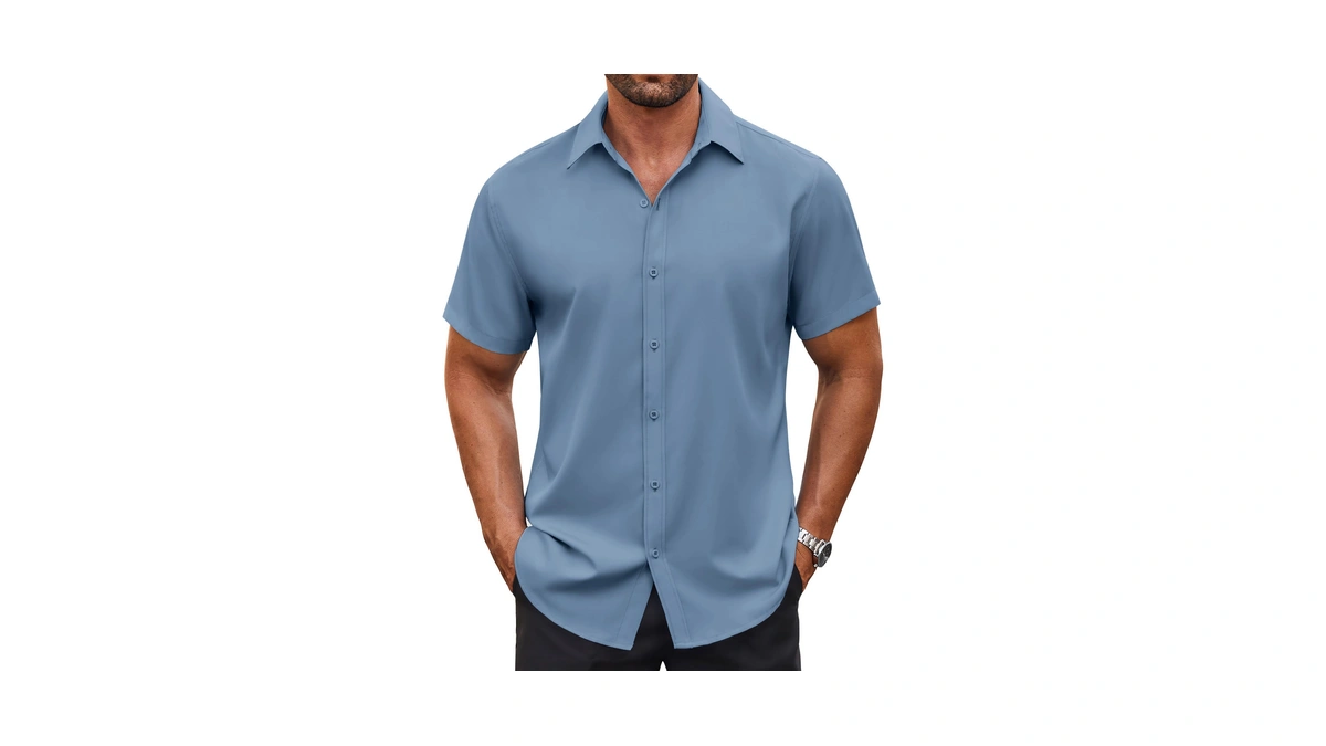 Coofandy Men's Short Sleeve Button Up Shirts Casual Wrinkle Free