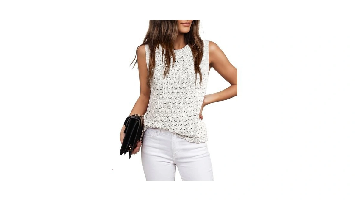 Dokotoo Sweater Vest Tops For Women 2026 Trendy Crewneck Sleeveless