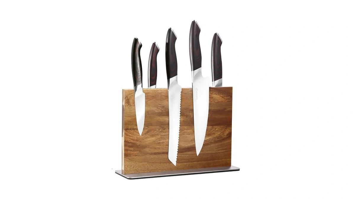 Yusotan 5-piece Knife Set With Wooden Magnetic Knife Holder, Japanese