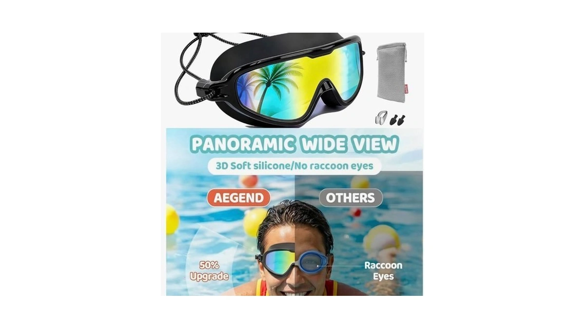 Aegend Swim Goggles With Bungee Strap No Leaking Anti Fog