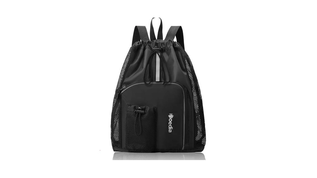 Hoedia Mesh Swim Bag Drawstring Backpack Beach Backpack For Swimming,