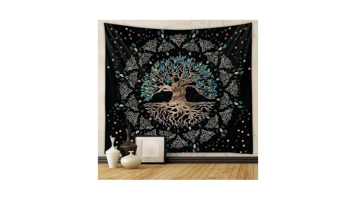 Tree Of Life Tapestry Vintage Green Tapertry Retro Life Tree