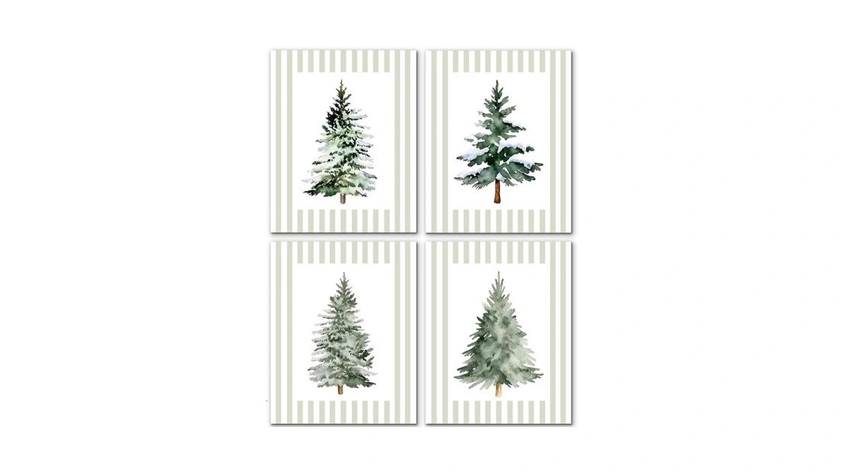 Jinyo Christmas Tree Wall Art Prints Set Of 4, Christmas
